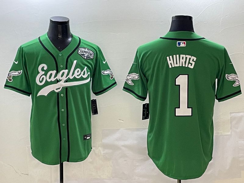 Men Philadelphia Eagles #1 Hurts Green three generations Jointly Name 2025 Nike Limited NFL Jersey style 4->philadelphia eagles->NFL Jersey